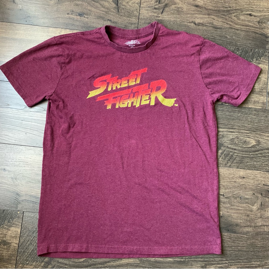 Street Fighter Embroidered Shirt Medium Burgundy